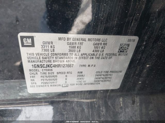 1GNSCJKC4HR127667 Chevrolet Suburban Premier