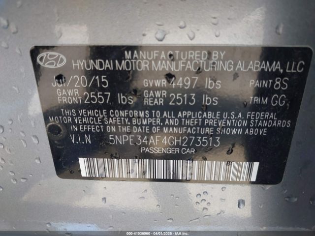 5NPE34AF4GH273513 Hyundai Sonata Sport