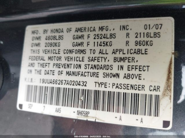 2007 ACURA TL 19UUA66267A020432 Photo 8