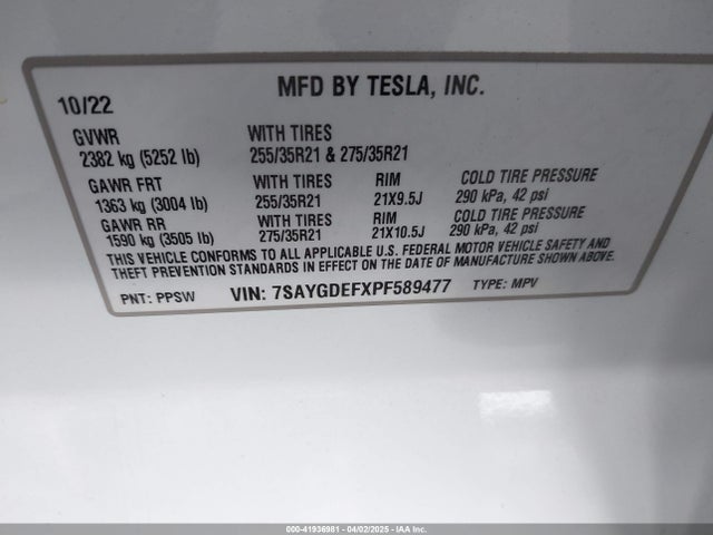 2023 TESLA MODEL Y 7SAYGDEFXPF589477 Photo 8