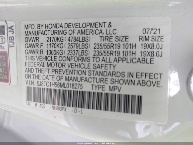5J8TC1H56ML018275 Acura Rdx Technology Package
