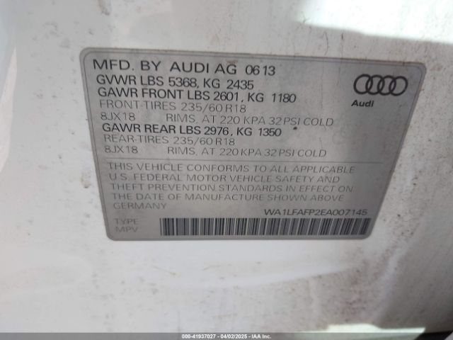 WA1LFAFP2EA007145 Audi Q5 2.0t Premium