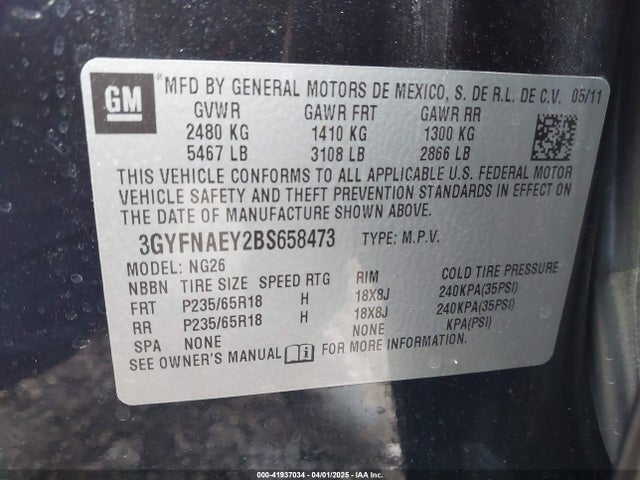 2011 CADILLAC SRX 3GYFNAEY2BS658473 Photo 8