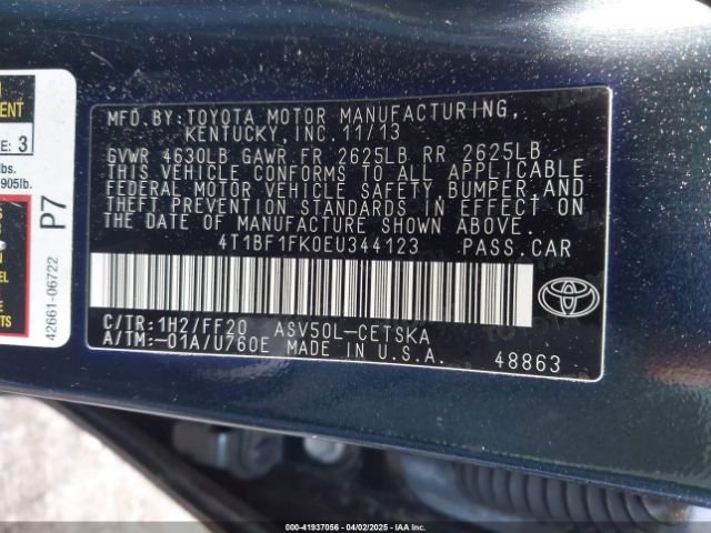 4T1BF1FK0EU344123 Toyota CAMRY SE