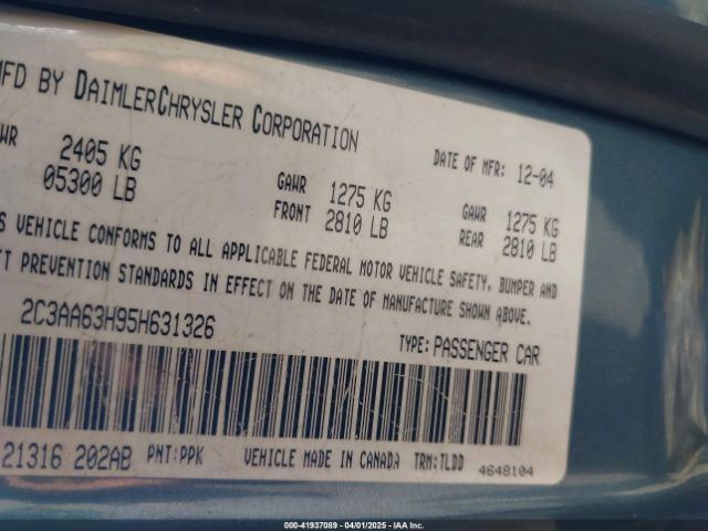 2005 CHRYSLER 300C 2C3AA63H95H631326 Photo 8