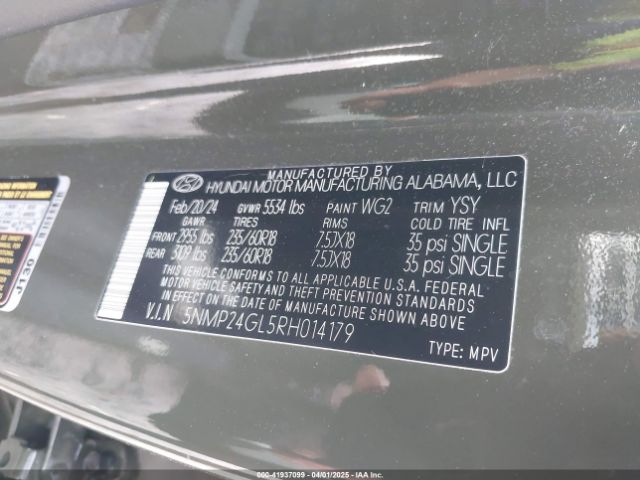 5NMP24GL5RH014179 Hyundai Santa Fe Sel