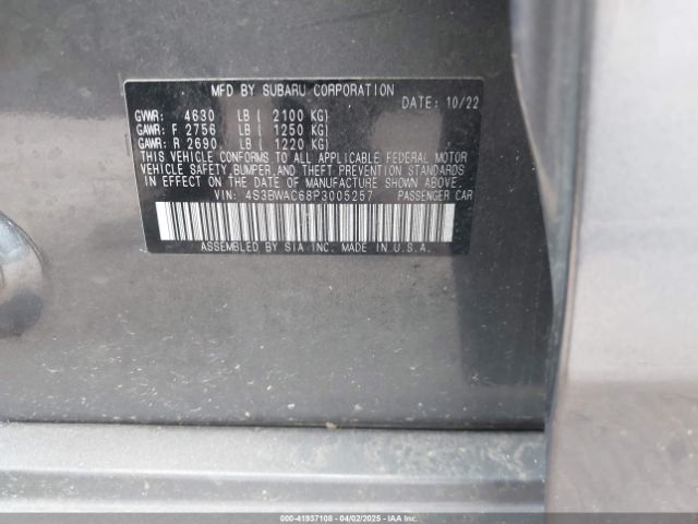 4S3BWAC68P3005257 Subaru Legacy Premium