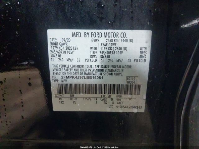 2020 FORD EDGE 2FMPK4J97LBB16081 Photo 8