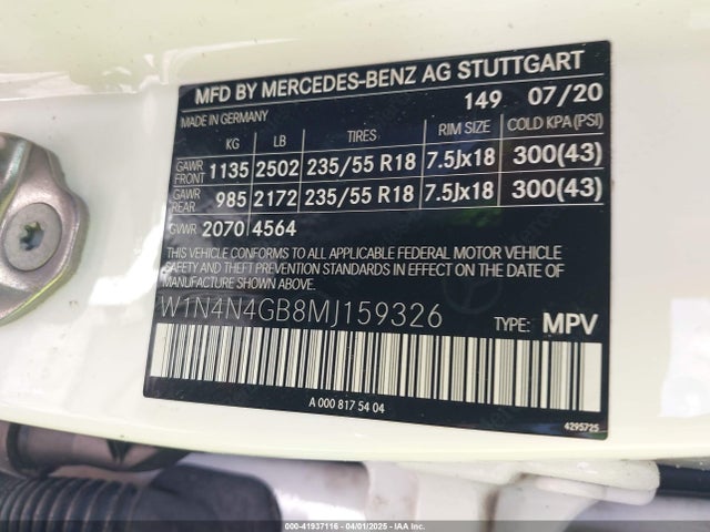 W1N4N4GB8MJ159326 Mercedes-Benz GLA 250