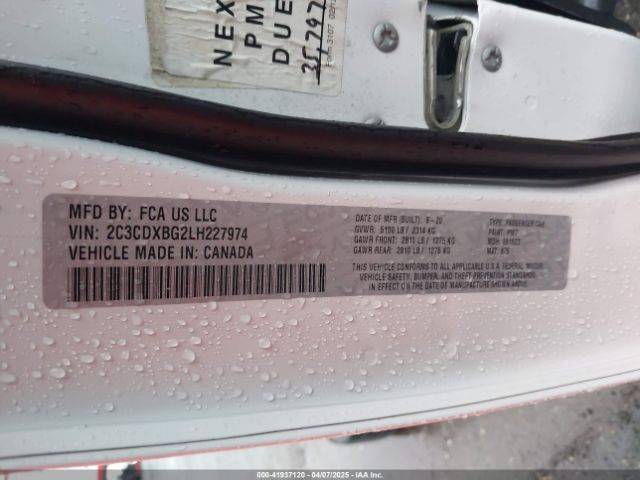 2C3CDXBG2LH227974 Dodge Charger Sxt Rwd
