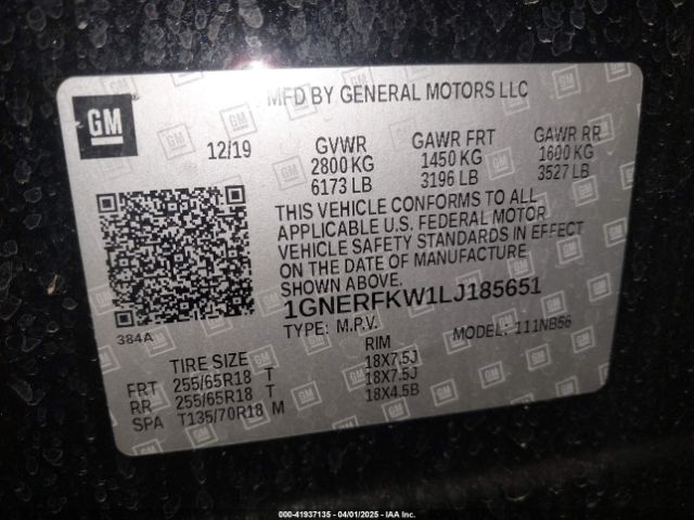 1GNERFKW1LJ185651 Chevrolet Traverse Fwd Ls