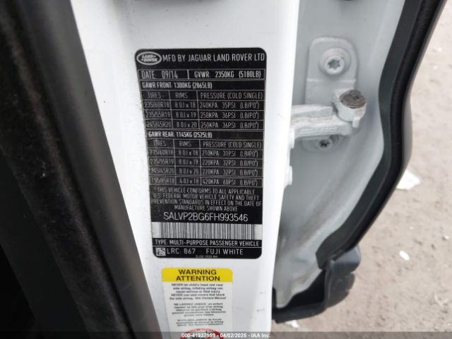 SALVP2BG6FH993546 Land Rover Range Rover Evoque Pure