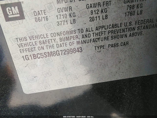 1G1BC5SM8G7299843 Chevrolet Cruze Ls Auto