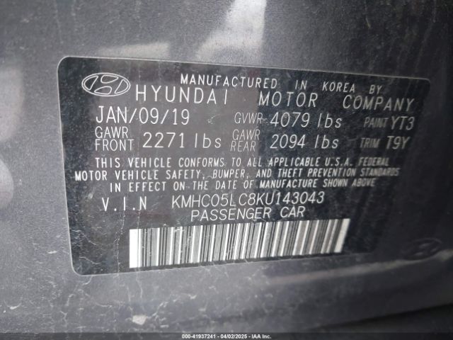 KMHC05LC8KU143043 Hyundai Ioniq Hybrid Limited