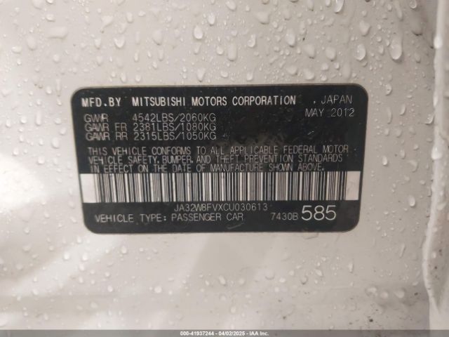 2012 MITSUBISHI LANCER EVOLUTION JA32W8FVXCU030613 Photo 8