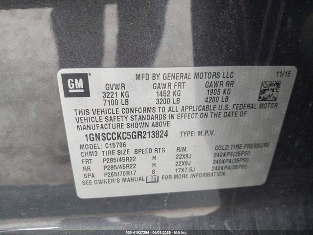 Chevrolet Tahoe Ltz 2016 1GNSCCKC5GR213824 Image 9