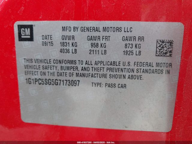 1G1PC5SG5G7173097 Chevrolet Cruze Limited Ls Auto