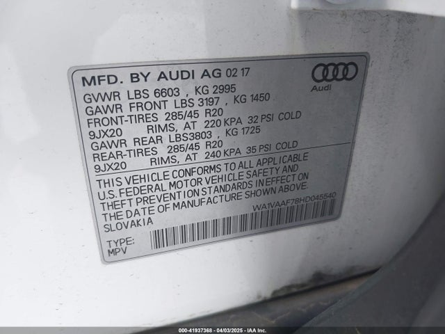 2017 AUDI Q7 WA1VAAF78HD045540 Photo 8