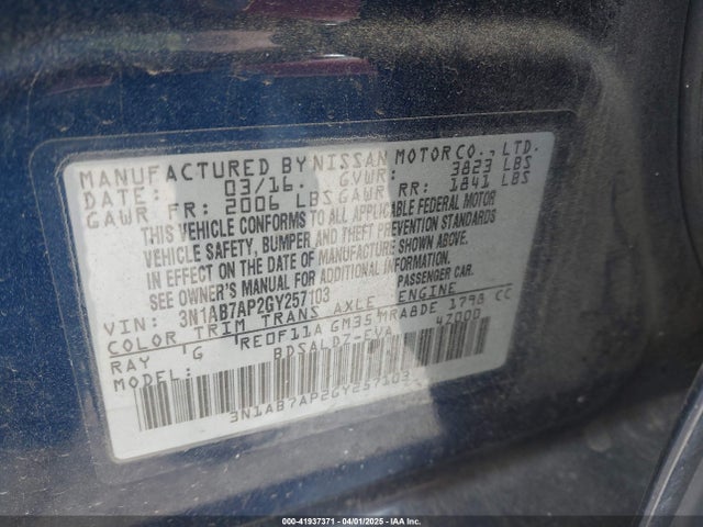 3N1AB7AP2GY257103 Nissan SENTRA SV