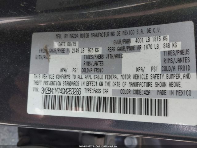3MZBM1M74GM253286 Mazda Mazda3 I Touring
