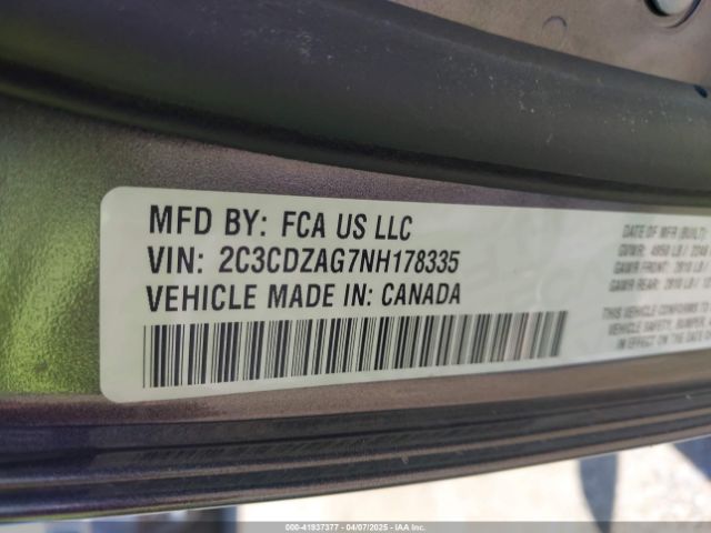 2C3CDZAG7NH178335 Dodge Challenger Sxt