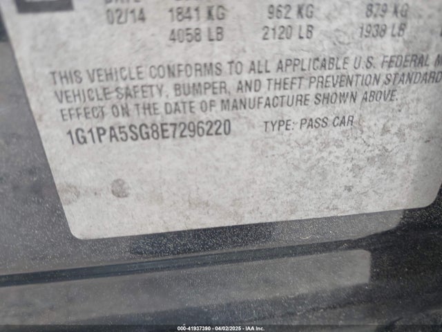 1G1PA5SG8E7296220 Chevrolet Cruze Ls Auto