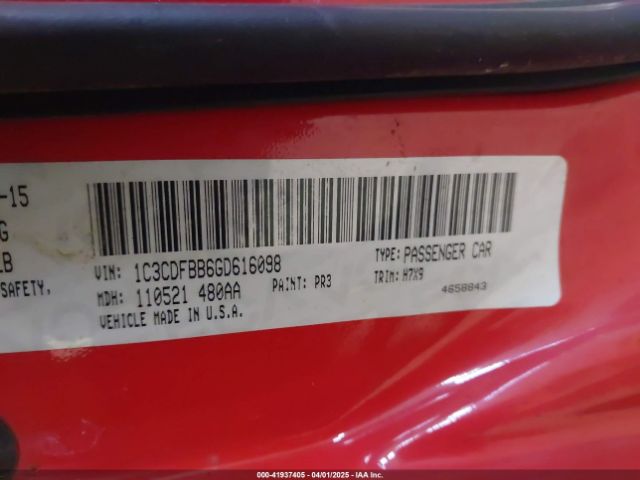 1C3CDFBB6GD616098 Dodge DART SXT