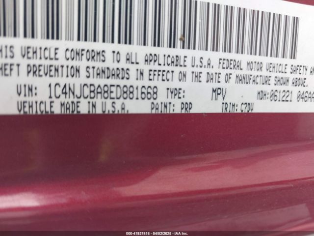1C4NJCBA8ED881668 Jeep Compass Sport
