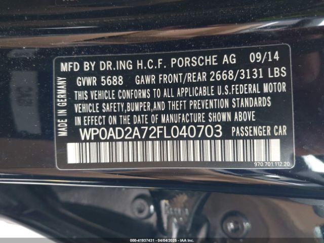 2015 PORSCHE PANAMERA E-HYBRID WP0AD2A72FL040703 Photo 8