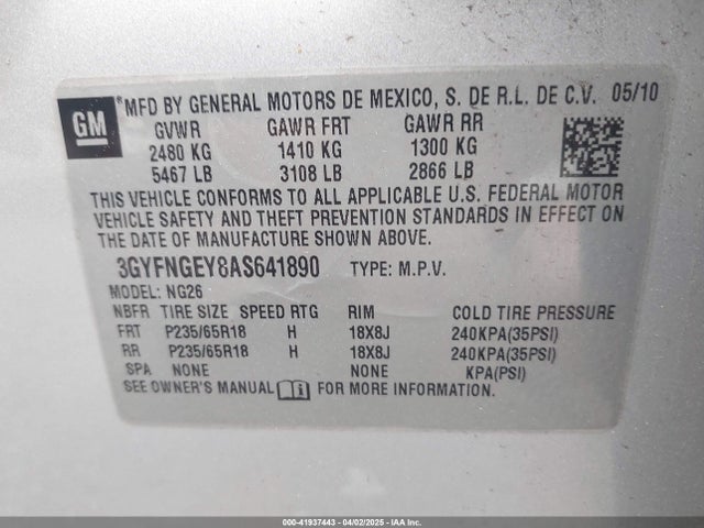 2010 CADILLAC SRX 3GYFNGEY8AS641890 Photo 8