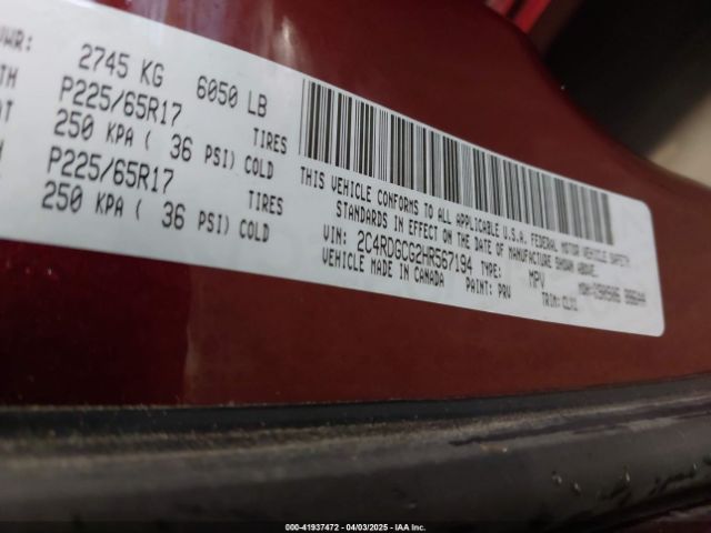 2C4RDGCG2HR567194 Dodge Grand Caravan Sxt
