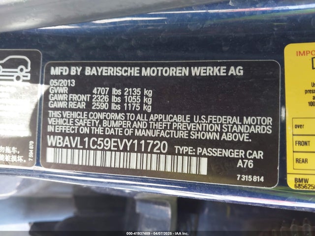 BMW 2014 2014 WBAVL1C59EVY11720 Image 9