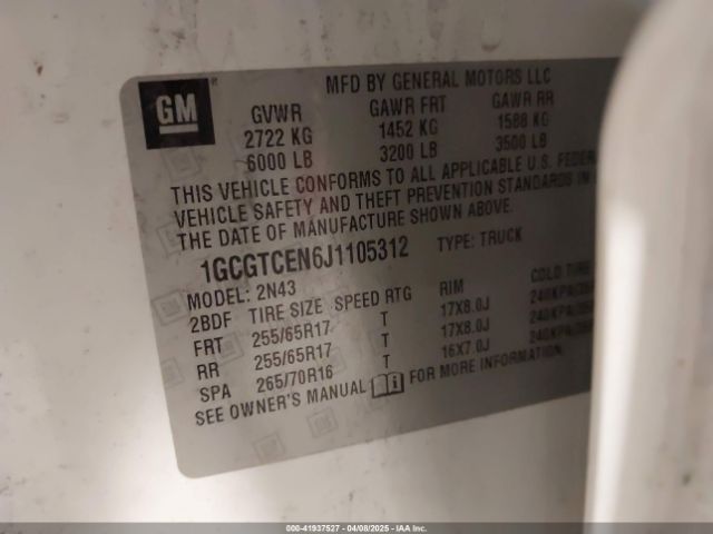 1GCGTCEN6J1105312 Chevrolet Colorado Lt