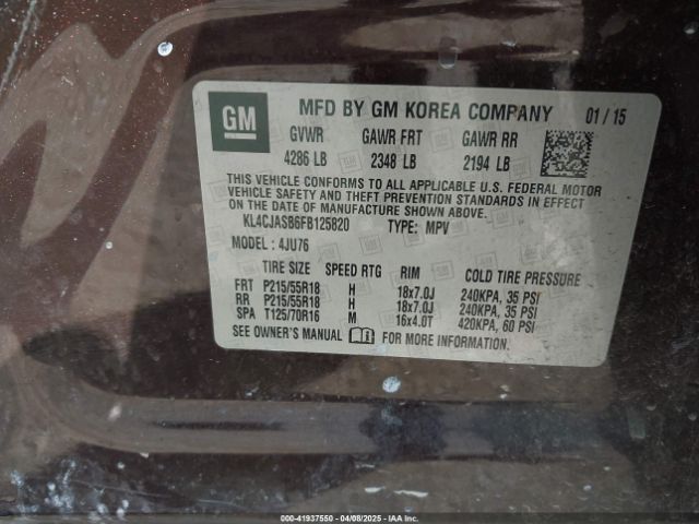 KL4CJASB6FB125820 Buick Encore