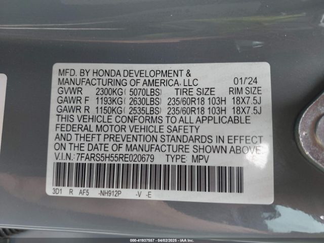 7FARS5H55RE020679 Honda Cr-v Hybrid Sport