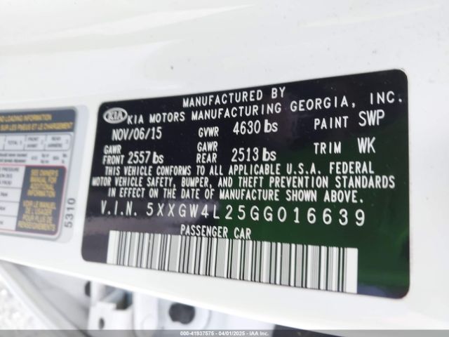 5XXGW4L25GG016639 KIA Optima Sx Turbo