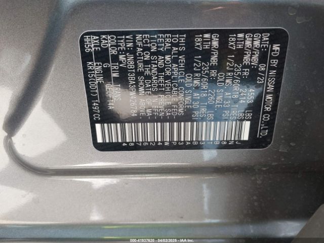 JN8BT3BA3PW426784 Nissan Rogue Sv Fwd