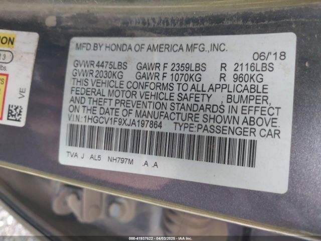 1HGCV1F9XJA197864 Honda Accord Touring