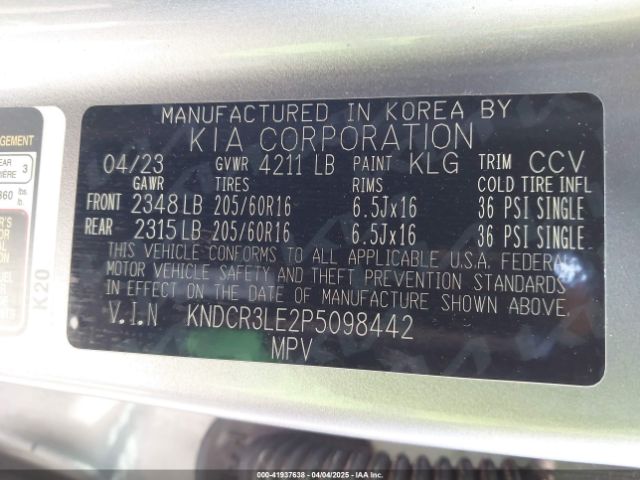 KNDCR3LE2P5098442 KIA NIRO EX