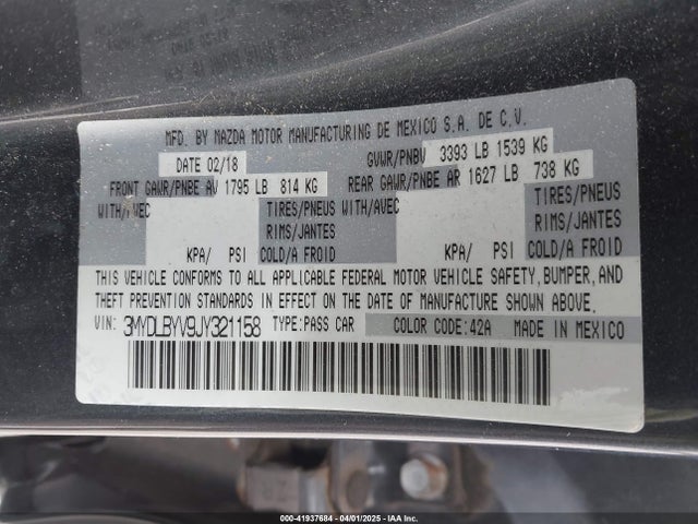 3MYDLBYV9JY321158 Toyota YARIS IA