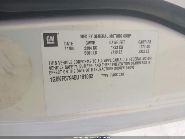 2005 CADILLAC DEVILLE 1G6KF57945U181082 Photo 8