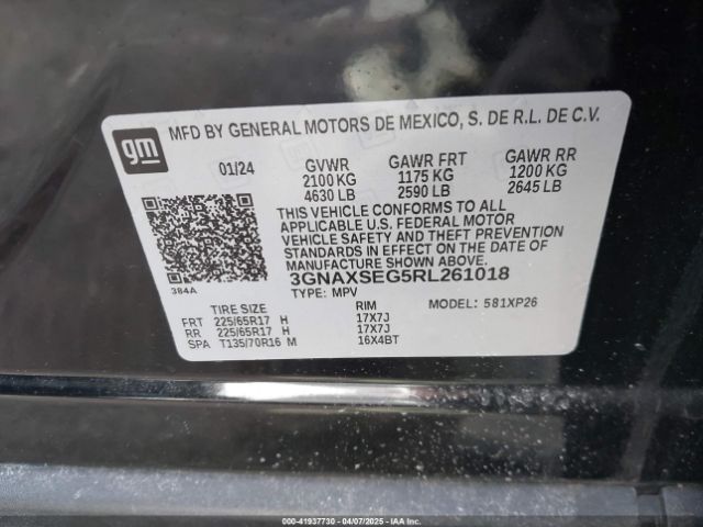 3GNAXSEG5RL261018 Chevrolet Equinox Awd Ls
