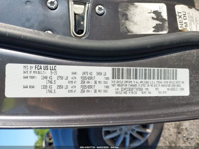 3C4PDCBG8FT707650 Dodge Journey Sxt