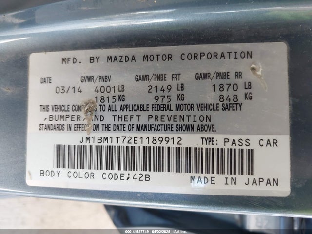 JM1BM1T72E1189912 Mazda Mazda3 I Sv
