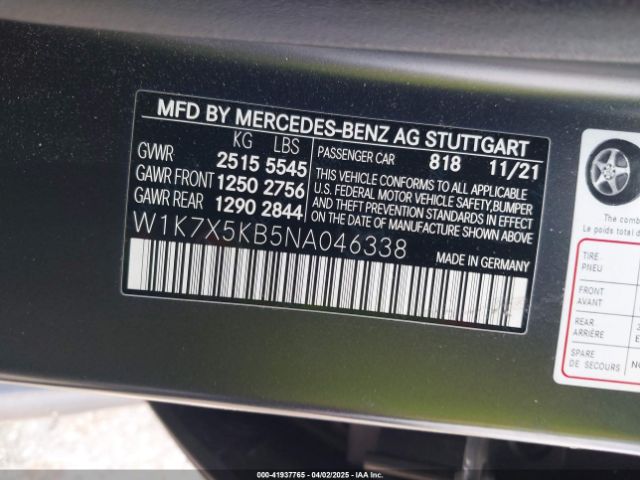 W1K7X5KB5NA046338 Mercedes-Benz Amg Gt 43 4-door Coupe
