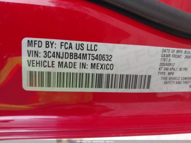 3C4NJDBB4MT540632 Jeep Compass Latitude 4x4