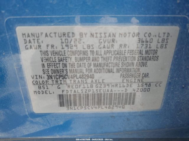 3N1CP5CV4PL482940 Nissan Kicks Sv Xtronic Cvt