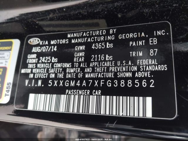 5XXGM4A7XFG388562 KIA Optima Lx