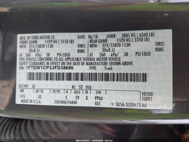 1FTEW1CP3JFD38686 Ford F-150 Xl