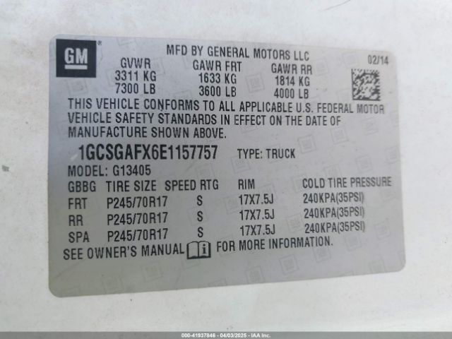 1GCSGAFX6E1157757 Chevrolet Express 1500 Work Van
